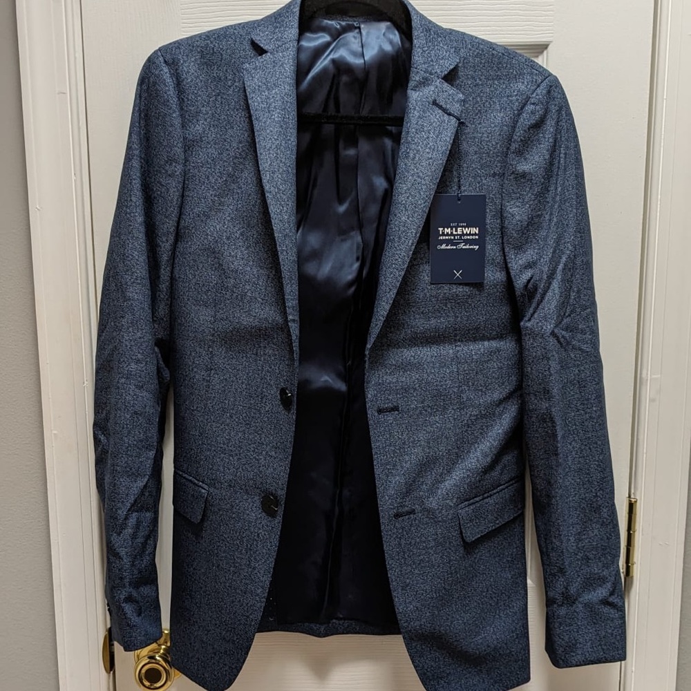 TM Lewin - Joel Skinny Fit Blue Sharkskin Suit